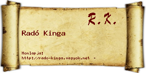 Radó Kinga névjegykártya